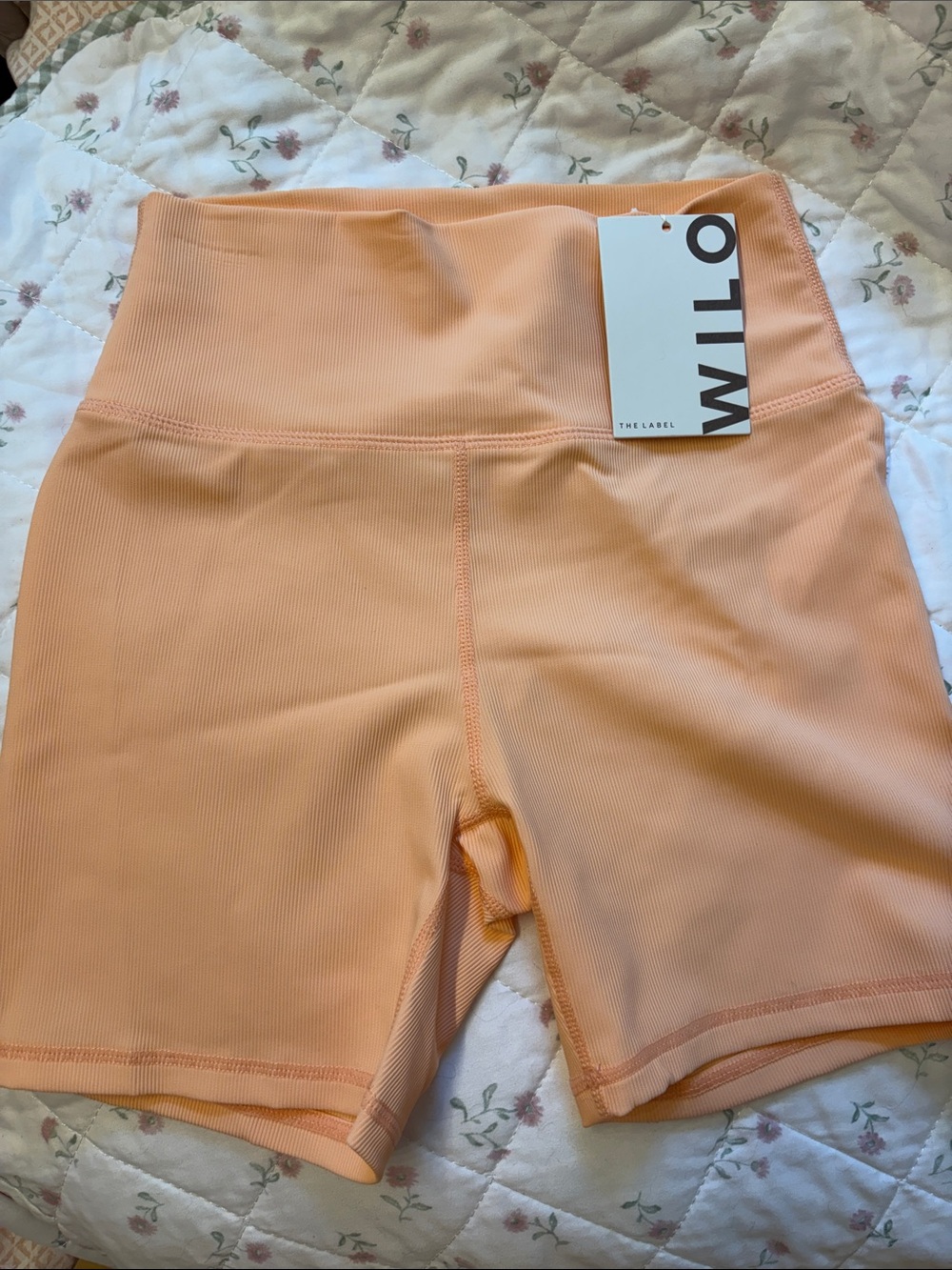 Willow Ribbed High-Waist Bike Shorts in Peachy Orange